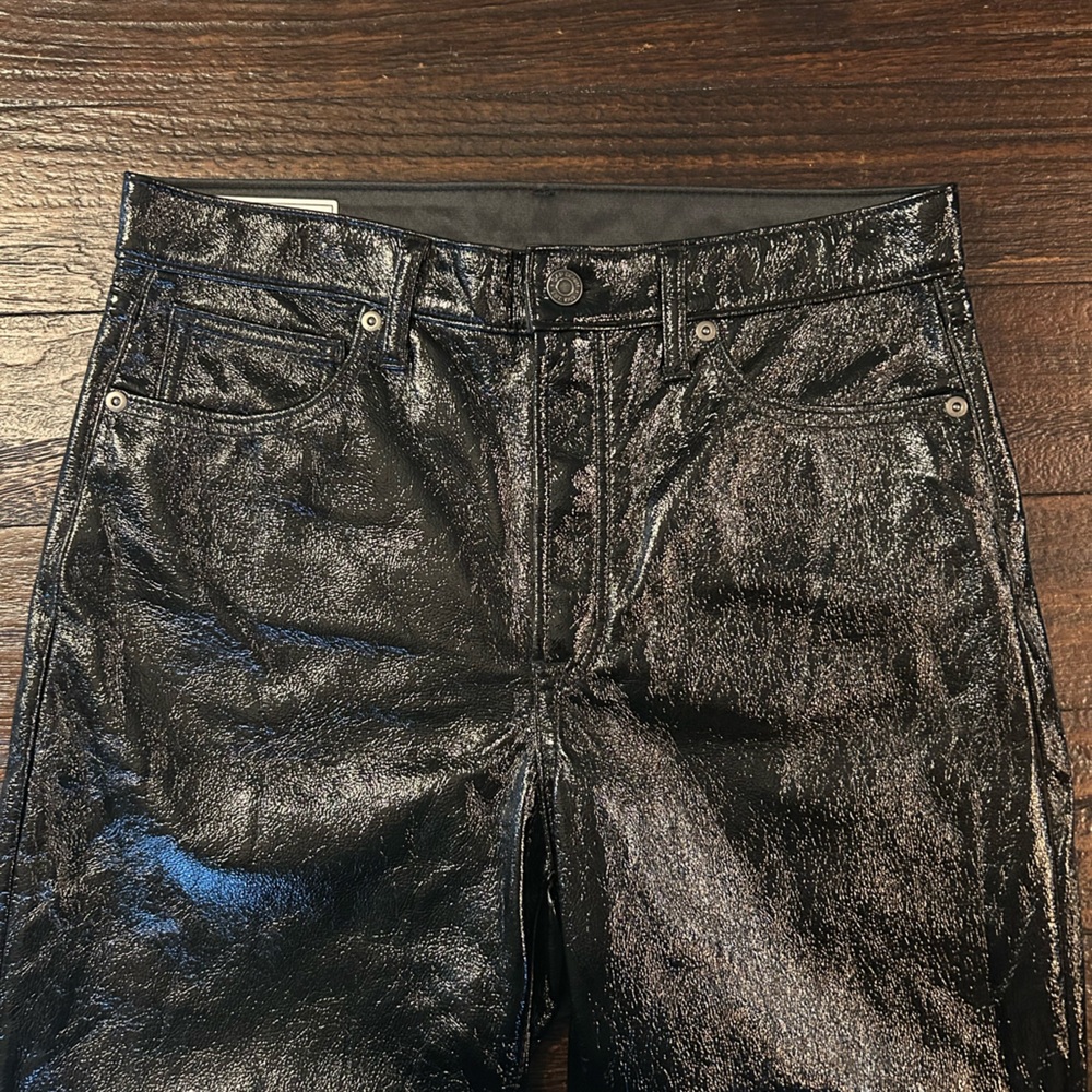 GAP Vintage Slim High Rise Black Faux Leather Straight Leg Women's Pants - Picture 8 of 10
